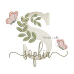 Matriz de Bordado Nome Sophia Folhas e Borboletas