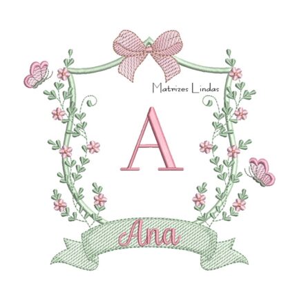 Matriz de Bordado - Nome Ana Brasão de Flores
