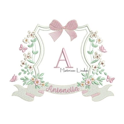 Matriz de Bordado - Nome Antonella Brasão Flores
