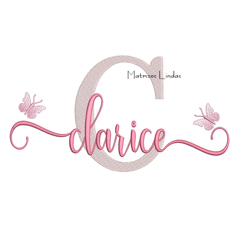 Matriz de Bordado - Nome Clarice com Borboletas