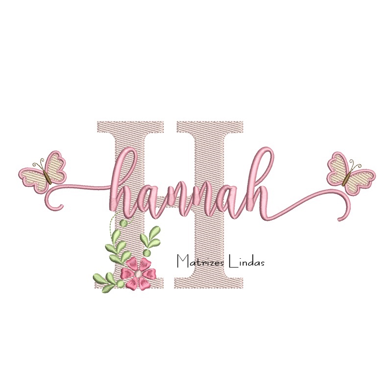 Matriz de Bordado - Nome Hannah Borboletas