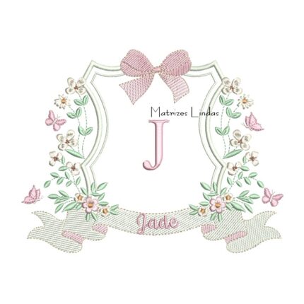 Matriz de Bordado - Nome Jade Brasão Flores