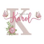 Matriz de Bordado - Nome Karol com Borboletas