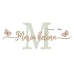 Matriz de Bordado - Nome Maria Helena Sobreposto com Borboletas