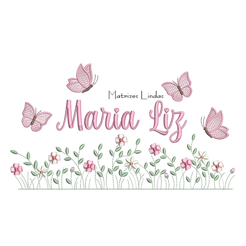 Matriz de Bordado - Nome Maria Liz Jardim Flores Matriz de Bordado - Nome Maria Liz Jardim Flores