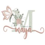 Matriz de Bordado - Nome Maya Sobreposto com Borboleta
