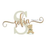 Matriz de Bordado - Nome Sofia com Ursinho