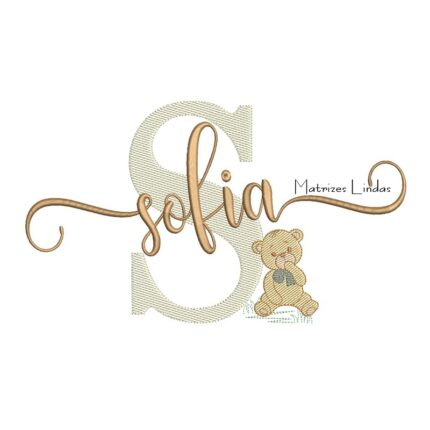 Matriz de Bordado - Nome Sofia com Ursinho