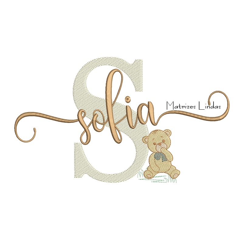 Matriz de Bordado - Nome Sofia com Ursinho