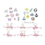 matriz de bordado coleção mini matrizes menino e menina mais nomes de menina sobreposto