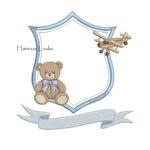 Matriz de Bordado Brasão Ursinho com Avião