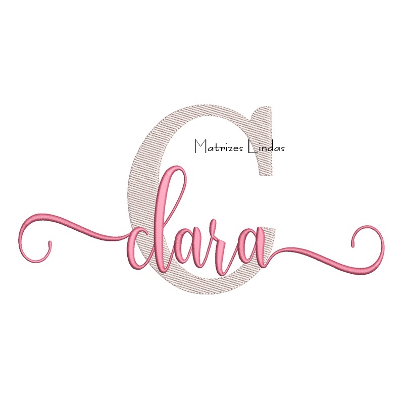 Matriz de Bordado Nome Clara Sobreposto