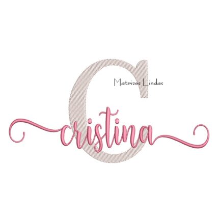 Matriz de Bordado Nome Cristina Sobreposto