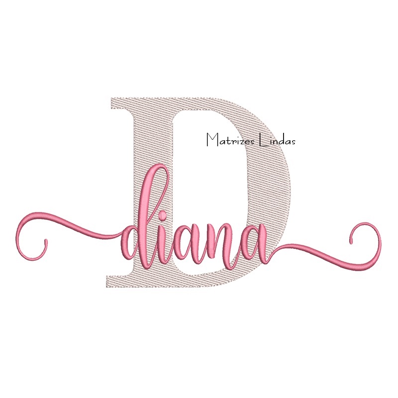 Matriz de Bordado Nome Diana Sobreposto