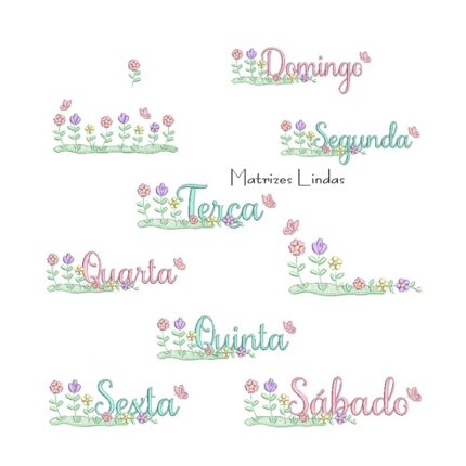 Matriz de Bordado Coleção Semaninha Jardim Flores