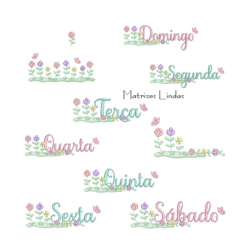 Matriz de Bordado Coleção Semaninha Jardim Flores