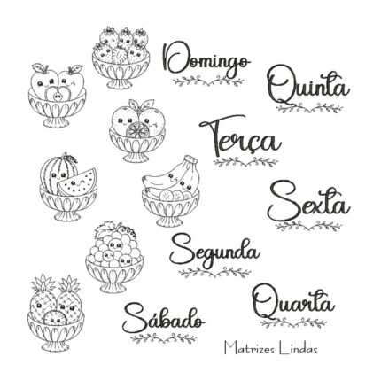 Matriz de Bordado Semaninha Jarra com Frutas