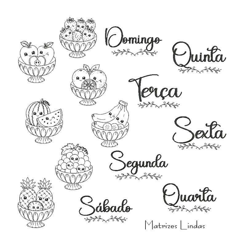 Matriz de Bordado Semaninha Jarra com Frutas