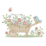 Matriz de Bordado Carrinho de Mão com Flores