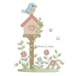 Matriz de Bordado Jardim com Casinha de Passarinho