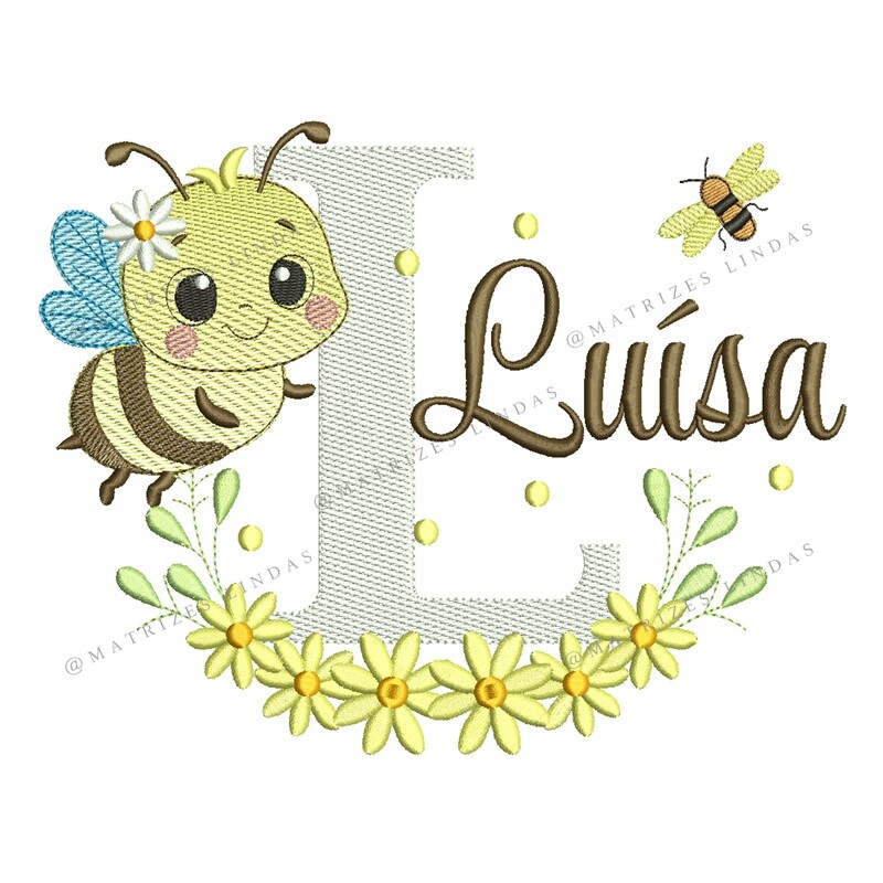 Matriz de Bordado - Nome Luísa com Abelhinha 05
