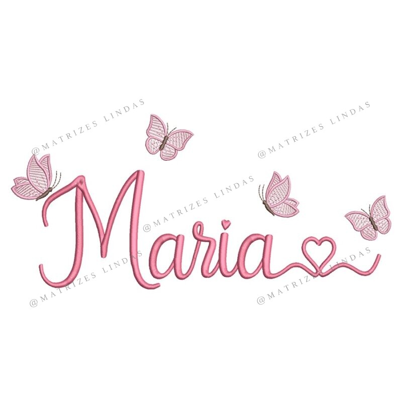Matriz de Bordado - Nome Maria com Borboletas 06