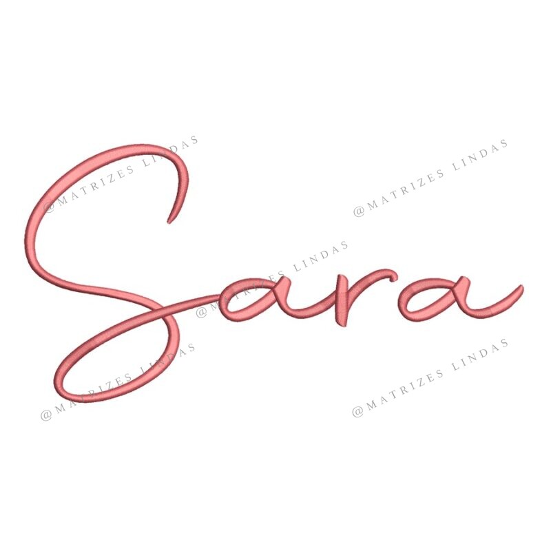 Matriz de Bordado - Nome Sara Letra Cursiva 02
