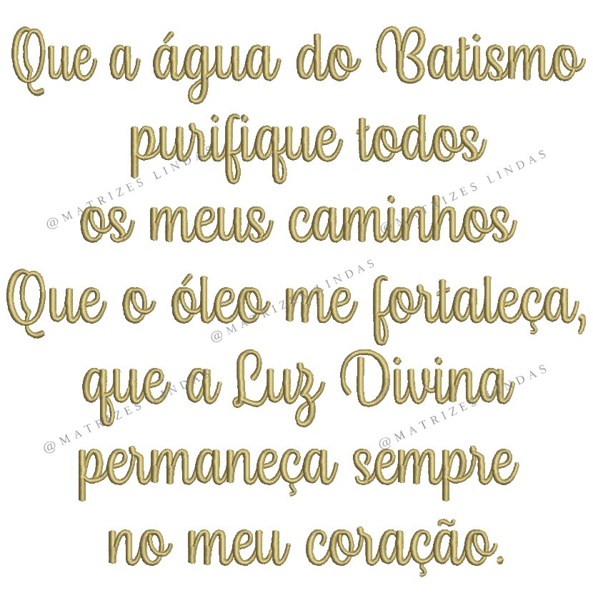 Matriz de Bordado - Frase de Batismo Matriz de Bordado - Frase de Batismo