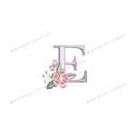 Matriz de Bordado - Letra E com Mini Florzinha